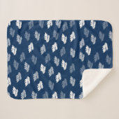 Couverture Sherpa Feuilles de la marine Blue Antique Motif (Devant (Horizontal))