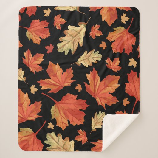 Couverture Sherpa Feuilles de l'érable d'automne Thanksgiving Motif (Devant)