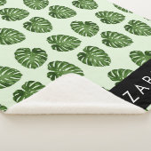 Couverture Sherpa Feuilles de palme, Motif tropical, Votre nom (3/4)