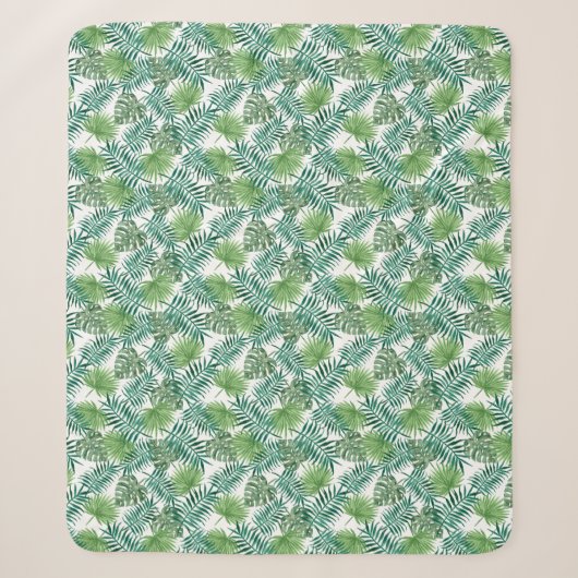 Couverture Sherpa Feuilles de palmier tropicales modernes (Devant)