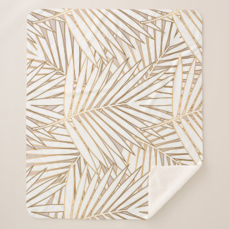 Couverture Sherpa Feuilles de palmiers dorés : art déco.