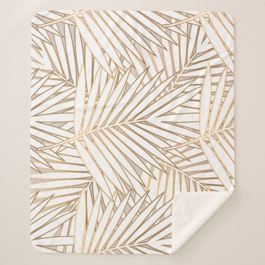 Couverture Sherpa Feuilles de palmiers dorés : art déco. (Devant)