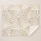 Couverture Sherpa Feuilles de palmiers dorés : art déco. (Devant (Horizontal))