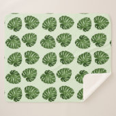 Couverture Sherpa Feuilles de palmiers, Feuilles verts, Motif tropic (Devant (Horizontal))
