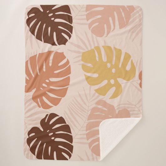 Couverture Sherpa feuilles de palmiers tropicaux (Devant)
