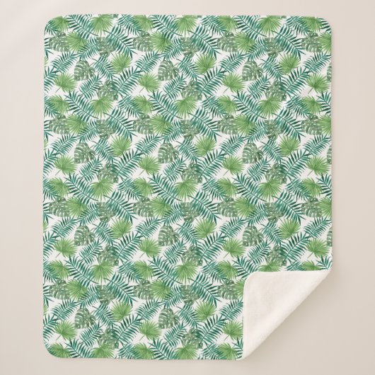 Couverture Sherpa Feuilles de palmiers tropicaux modernes (Devant)