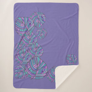 Couverture Sherpa Feuilles de tête de poisson Jazz S Purple Turquois