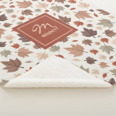 Couverture Sherpa Feuilles de Tombe Élégantes Monogramme Beige (3/4)
