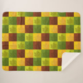 Couverture Sherpa Feuilles d'érable d'automne, brun, or, vert (Devant (Horizontal))