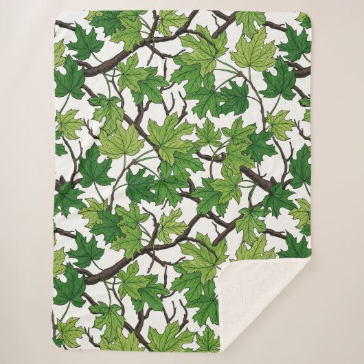 Couverture Sherpa Feuilles d'érable sur fond blanc (Devant)