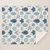 Couverture Sherpa Feuilles d'hiver et Formes de neige Sherpa Blanket (Devant (Horizontal))