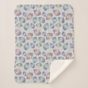 Couverture Sherpa Feuilles d'open work sur un arrière - plan gris cl