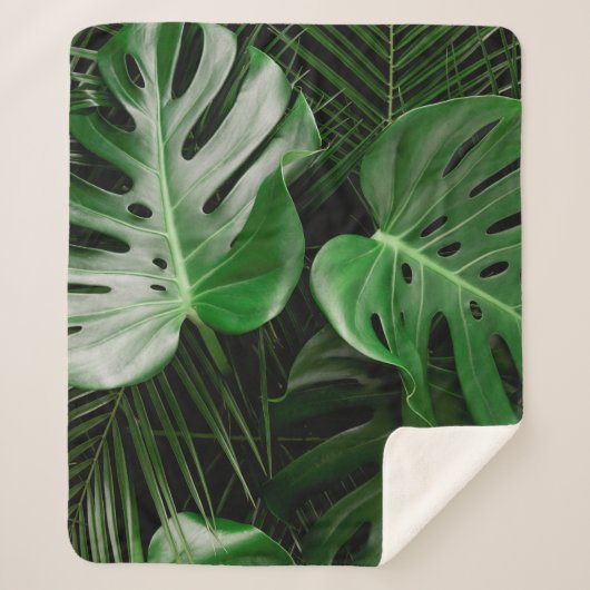 Couverture Sherpa Feuilles et feuilles de palmiers verts (Devant)
