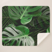 Couverture Sherpa Feuilles et feuilles de palmiers verts (Devant (Horizontal))