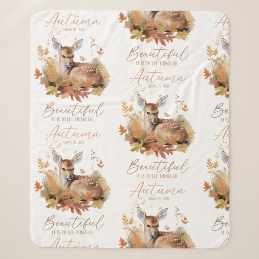 Couverture Sherpa Feuilles et fleurs automnales (Devant)