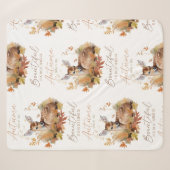 Couverture Sherpa Feuilles et fleurs automnales (Devant (Horizontal))