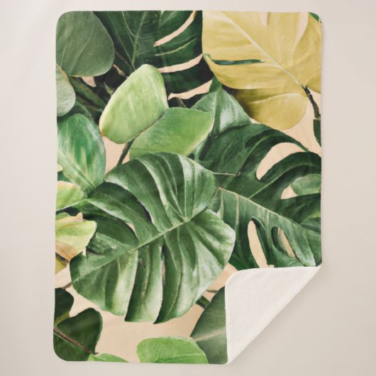 Couverture Sherpa Feuilles florales/hawaïennes/tropicales (Devant)