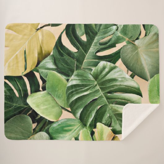 Couverture Sherpa Feuilles florales/hawaïennes/tropicales (Devant (Horizontal))