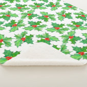 Couverture Sherpa Feuilles saints, baies, rouge, Noël floral vert (3/4)