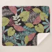 Couverture Sherpa Feuilles sombres tropicaux : Motif textile (Devant (Horizontal))