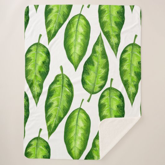 Couverture Sherpa Feuilles tropicaux (Devant)