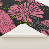 Couverture Sherpa Feuilles tropicaux dessinés à la main. Plante exot (3/4)