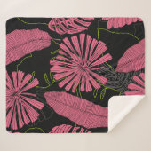 Couverture Sherpa Feuilles tropicaux dessinés à la main. Plante exot (Devant (Horizontal))