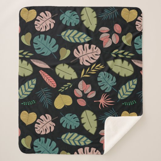 Couverture Sherpa Feuilles tropicaux : Floral Vintage d'été (Devant)