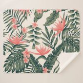 Couverture Sherpa Feuilles tropicaux, papier peint joyeux sur la pla (Devant (Horizontal))