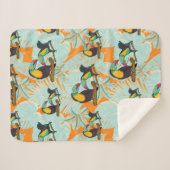 Couverture Sherpa Feuilles tropicaux toucan sans couture Motif (Devant (Horizontal))