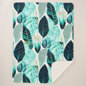 Couverture Sherpa feuilles verts (Devant)