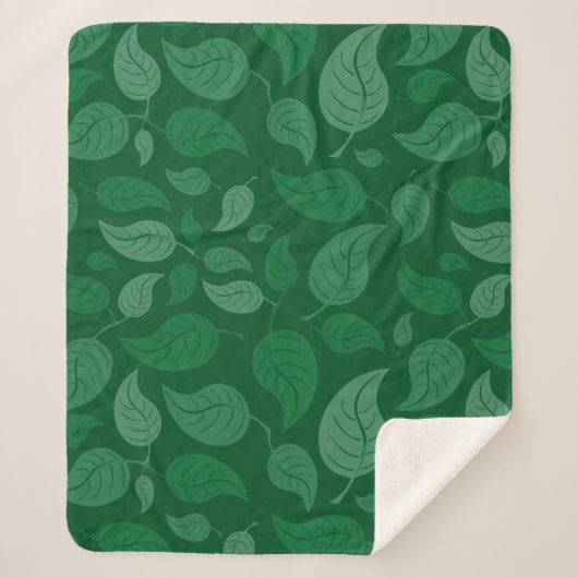 Couverture Sherpa Feuilles verts (Devant)