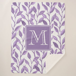 Couverture Sherpa Feuilles violets clairs