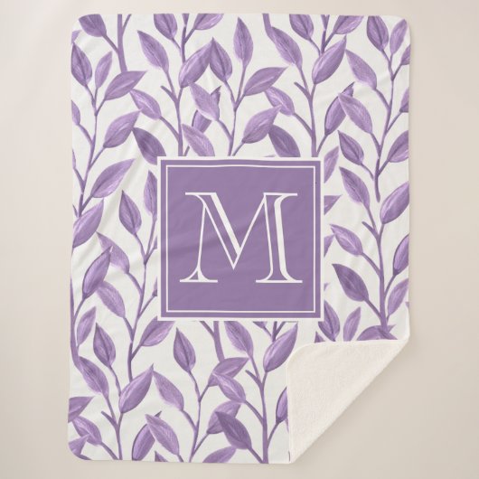 Couverture Sherpa Feuilles violets clairs (Devant)