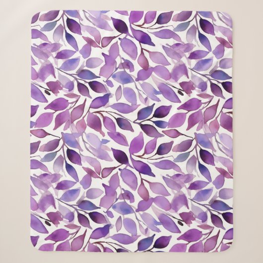 Couverture Sherpa Feuilles Violettes (Devant)