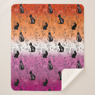 Couverture Sherpa Fierté lesbienne Chat Noir - Mystique Sorcière