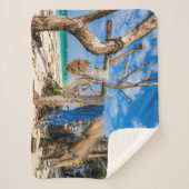 Couverture Sherpa Filets de pêche séchant sur la plage (Devant)