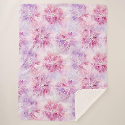 Couverture Sherpa Fille Blush Rose Chic Lavande Florale (Devant)