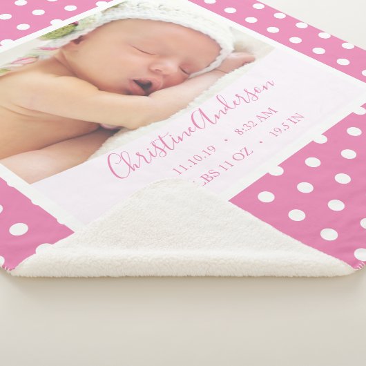 Couverture Sherpa Fille de nouveau-né avec statistiques de naissance (3/4)