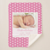 Couverture Sherpa Fille de nouveau-né avec statistiques de naissance (Devant)