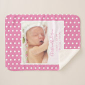 Couverture Sherpa Fille de nouveau-né avec statistiques de naissance (Devant (Horizontal))