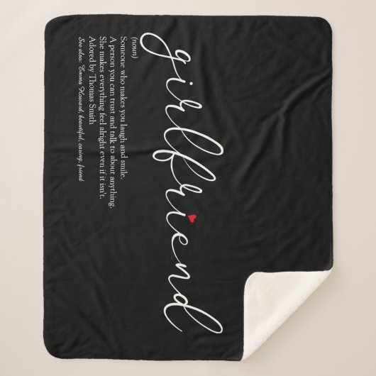 Couverture Sherpa Fille Définition Amour Coeur Élégant Script (Devant)