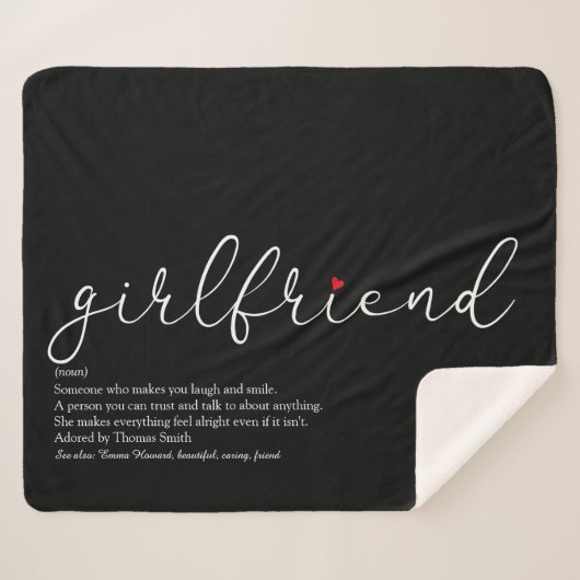 Couverture Sherpa Fille Définition Amour Coeur Élégant Script (Devant (Horizontal))