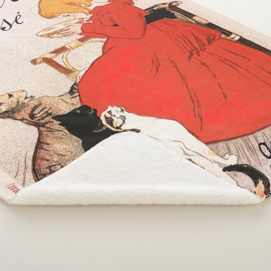 Couverture Sherpa Fille en Robe Rouge Boire Lait Steinlen Poster (3/4)