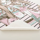 Couverture Sherpa Fille et chat avec scooter rayures Nom personnalis (3/4)