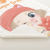 Couverture Sherpa Fille et chat Orange Roses + Nom personnalisé (3/4)