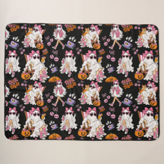 Couverture Sherpa Fille fantôme rose Halloween Mignonne Épouvantable