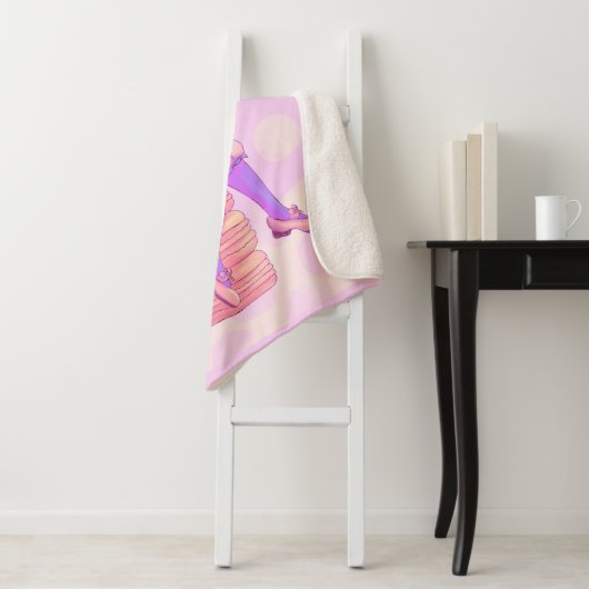 Couverture Sherpa Fille Macaron rose (En situation)