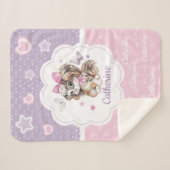 Couverture Sherpa Fille mignonne nommée faite sur commande de chiot (Devant (Horizontal))