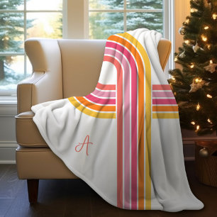 Couverture Sherpa Fille moderne Couleurs lumineuses Motif à bandes c